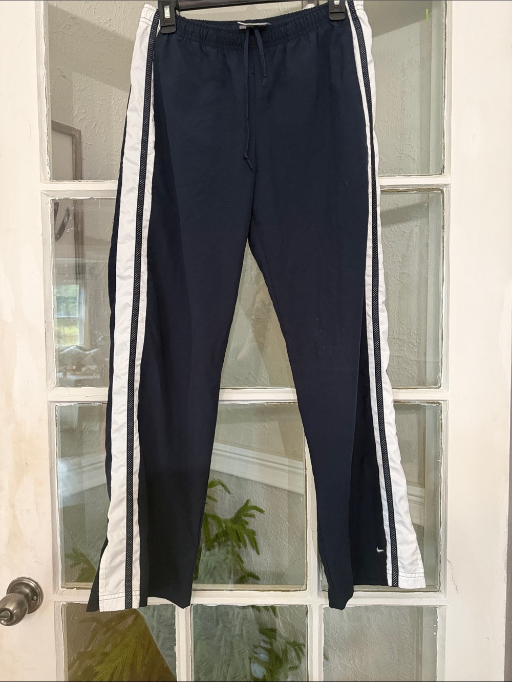 Nike Men’s Navy Track Pants with White Side Stripes
